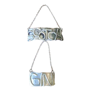Vintage Sterling Silver Scotch Gin Liquor Alcohol Decanter Tags