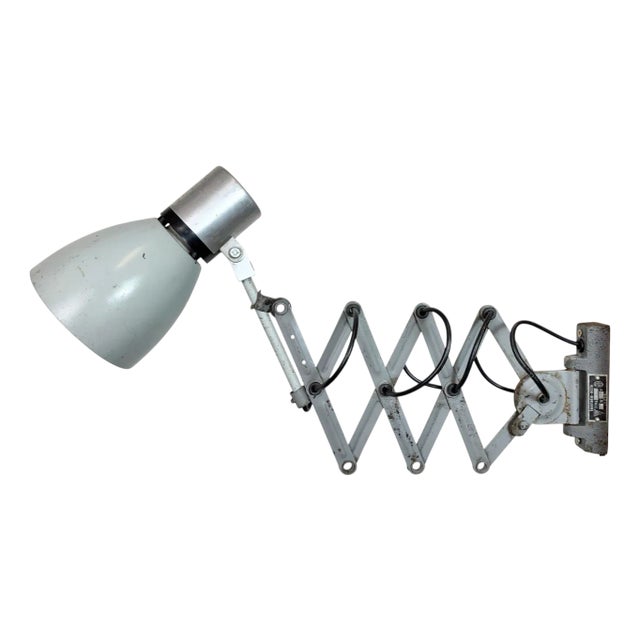 Industrial Grey Scissor Wall Lamp, 1960s For Sale