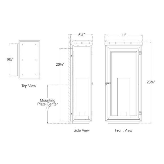 Modern Chapman & Myers for Visual Comfort Signature Cheshire Large 3/4 Wall Lantern in Aged Iron with Clear Glass For Sale - Image 3 of 3