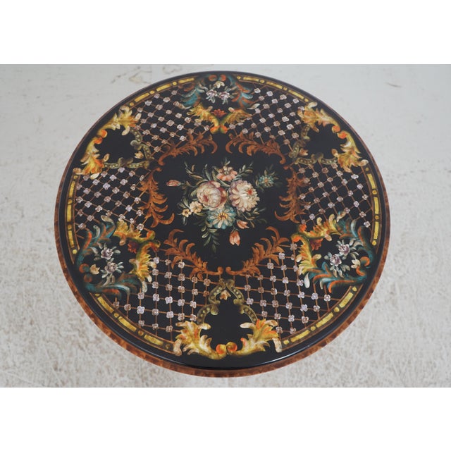 Chinoiserie Maitland Smith Round Paint Decorated Chinoiserie Table For Sale - Image 3 of 16