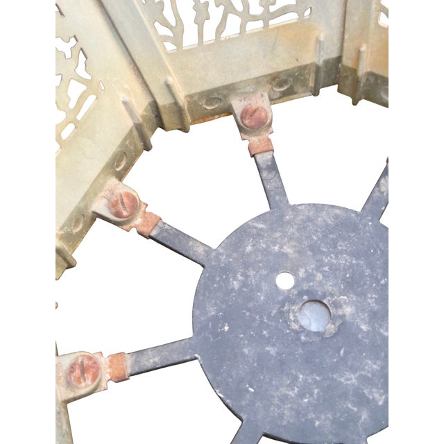 Victorian Antique Lamp Shade Green Slag Glass Hanging Light Chandelier Sarama For Sale - Image 3 of 18