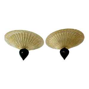 Set of 2 Contemporary Murano Glass Sputnik Flush Mounts