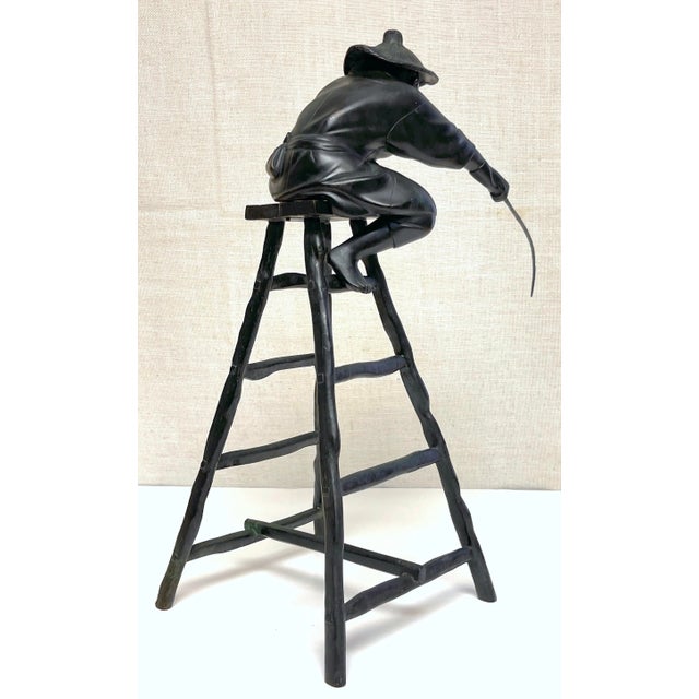 Meiji Bronze Fisherman Okimono, Sealed Masatsune Saku For Sale - Image 11 of 12