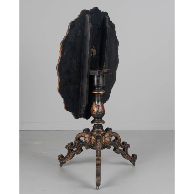 French 19th Century Napoleon III Lacquered Tilt-Top Table For Sale - Image 3 of 17