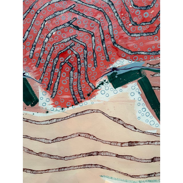 1980s Barbara Beck Framed 1988 Abstract Painting on Paper - Signed/Dated/Framed in White Wood For Sale - Image 5 of 6