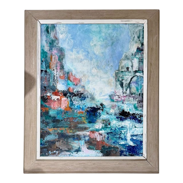 Delos Oil on Board Impressionist Painting by American Artist Sylvia Bradley For Sale