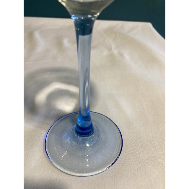 Vintage Light Blue French Wine Goblets- Set of 4 For Sale - Image 4 of 8