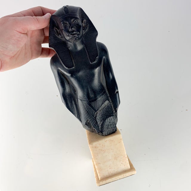 Black Vintage Alva Studios Louvre Reproduction Sculpture Egyptian Pharaoh Amenemhat For Sale - Image 8 of 8