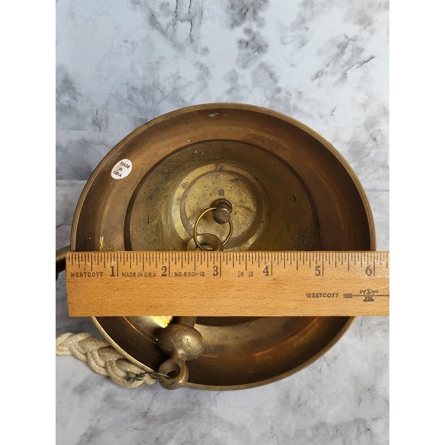 Vintage Brass Ship Bell With Rope Handle For Sale - Image 9 of 9