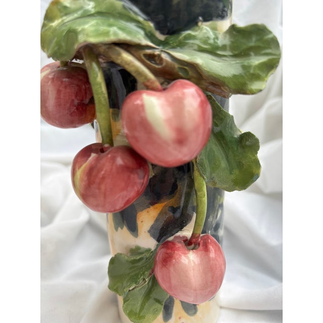 Classic Trio of Vintage 1960s Italian Barbotine Majolica Vases Visceral Composition For Sale - Image 13 of 17