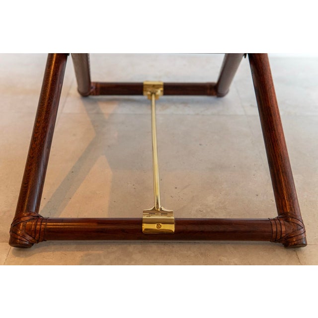 1970's McGuire Director's X-Chair in Velvet Jacquard For Sale - Image 9 of 11