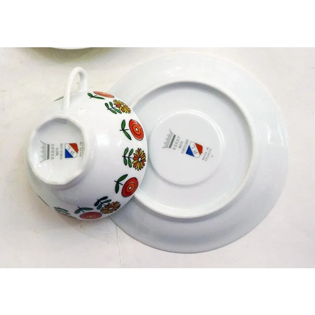 Porcelain Coffee Cups and Saucers, 1970s, Set of 6 For Sale - Image 3 of 10