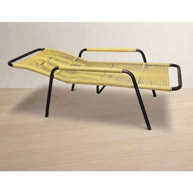 Vintage Yellow Cord Lounge Chair in Tubular Metal, 1970s For Sale - Image 11 of 13