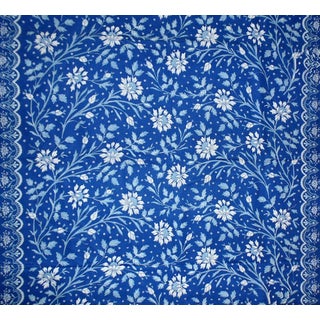 3+ Yards Brunschwig & Fils "Vierrieres" Cotton Designer Fabric in Blue With White Flowers Floral For Sale