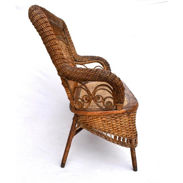 Larkin & Co. Antique Wicker Loveseat by Larkin & Co., Arts and Crafts Style, Usa For Sale - Image 4 of 13