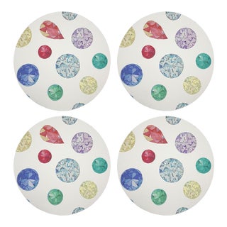 Jewel White, 16" Round Pebble Placemats, Set of 4 For Sale