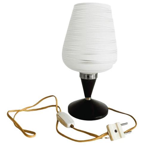 Mid 20th Century Mid-Century Danish Table Lamp in Opaline and Teak, 1960s For Sale - Image 5 of 7