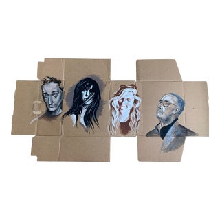 Contemporary Pop Culture Mixed-Media Portrait Painting on Cardboard For Sale