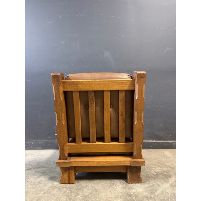 Traditional 1970’s Belgian Brutalist Oak Lounge Chair For Sale - Image 3 of 11