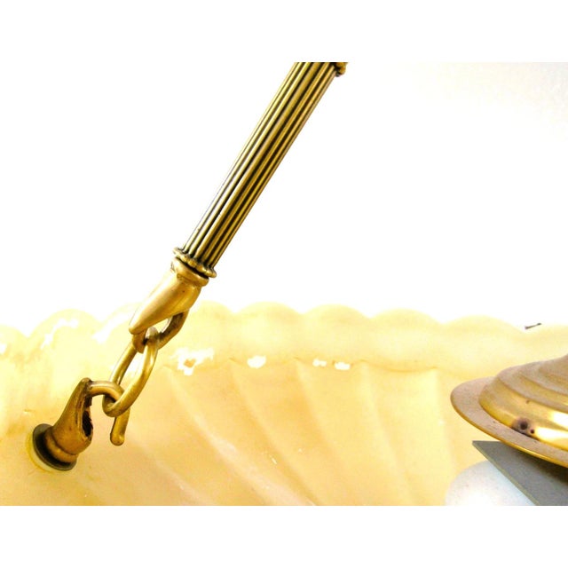 Elegant Lenox Quoizel Scalloped Shell Inspired Brass Accent Pendant Chandelier For Sale - Image 14 of 18