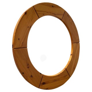 Pine Wall Mirror from Glasmäster Markaryd, Sweden, 1967 For Sale