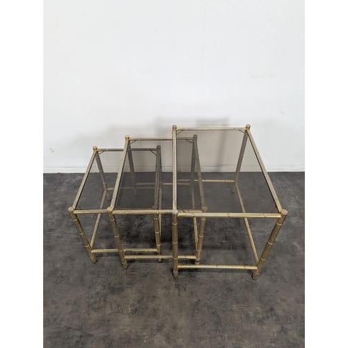 Nesting Tables in Bamboo, 1970s, Set of 3, in Very Good conditions. Designed 1970 to 1979