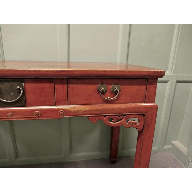 Red Lacquered Side Table or Writing Table This is a very attractive piece, the table has a red lacquer finish, the table...