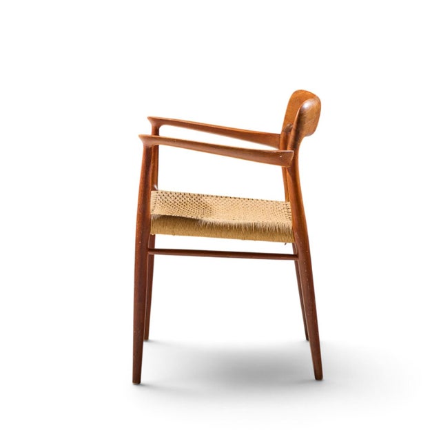 Wood Niels Moller Model 57 Mid Century Danish Teak and Rope Captains Dining Chairs - Pair For Sale - Image 7 of 13