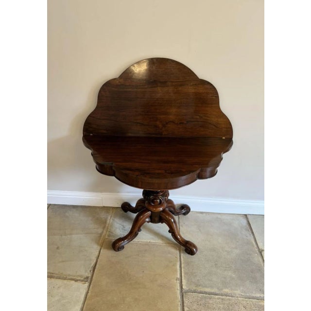 Brown Antique Victorian Rosewood Tea Table, 1860 For Sale - Image 8 of 13