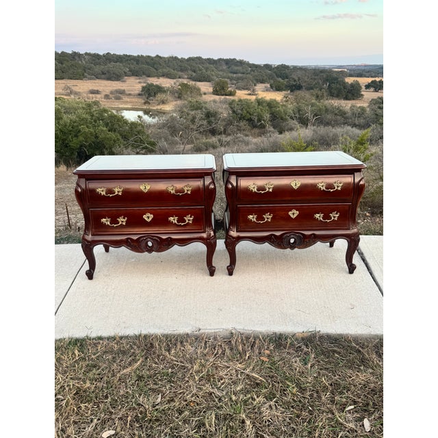 Wood Vintage Pair Century French Louis XV Style Hardwood Nightstands For Sale - Image 7 of 14