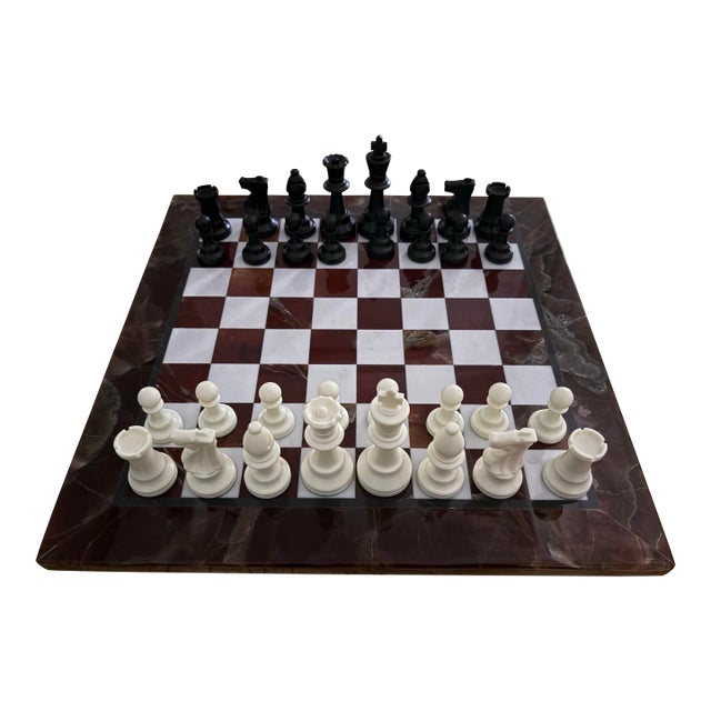 Vintage Italian Marble Chess Board For Sale