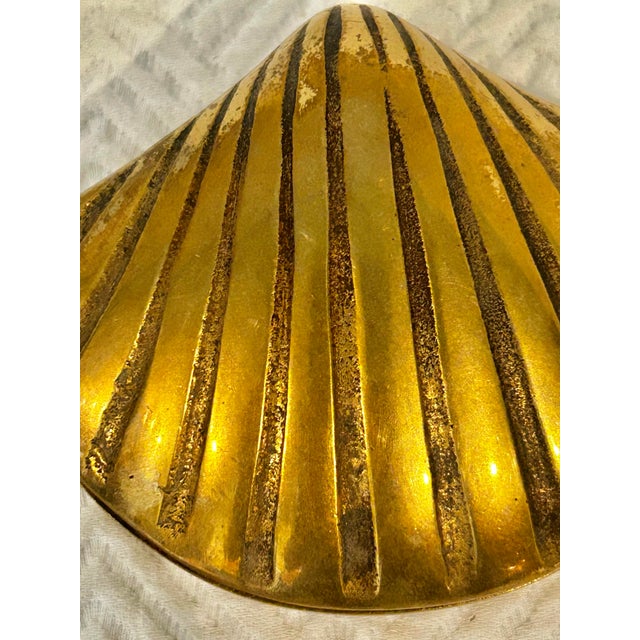 Metal Vintage Solid Brass Coastal Clamshell Trinket Box For Sale - Image 7 of 8