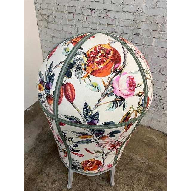 Mid 20th Century French Louis XV Style Hooded Porters Chair - Balloon Chair For Sale - Image 9 of 12