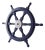 Traditional Early 19th Century Nautical Handcrafted 24 Inch Dark Blue Wooden Ship Wheel, Home Wall Décor For Sale - Image 3 of 6