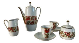 Coffee Set in Porcelain, 1960s, Set of 7