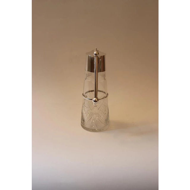 Art Deco 19th Century Nickel Silver & Crystal Water Pitcher For Sale - Image 3 of 7