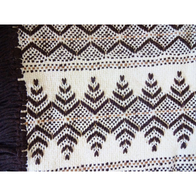 20th Century Swedish Weave On Monk Cloth Huck Embroidery Blanket