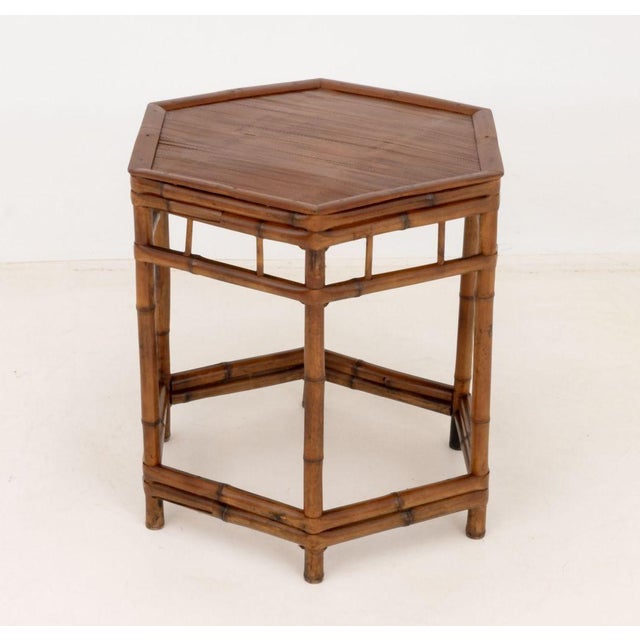 Late 20th Century Bamboo Hexagonal Occasional Table For Sale - Image 5 of 7