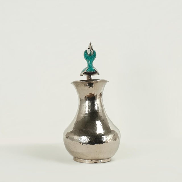 Vintage Silver Plate Pitcher With Toucan For Sale - Image 4 of 11