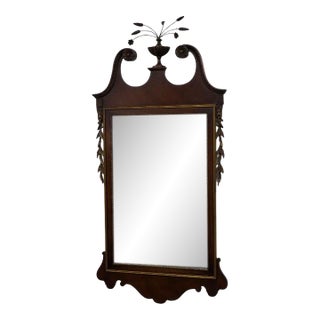 Grand Mid 20th Century Federal Style Mahogany & Parcel Gilt Hall Mirror With Urn Finial For Sale