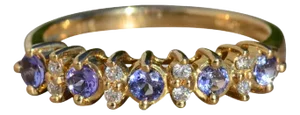 The Hiedra: Ladies 14K Yellow Gold Band set with Tanzanite and Diamonds