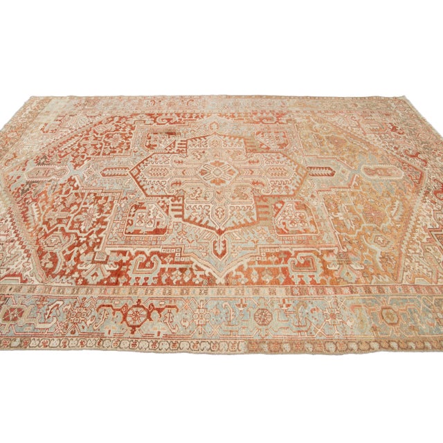 Vintage Persian Heriz Wool Rug For Sale - Image 11 of 13