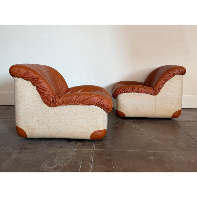 Vintage 1970s Italian Leather Swan Chairs For Sale In Los Angeles - Image 6 of 9