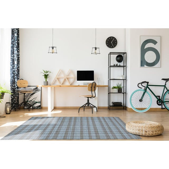 Contemporary 8x10 Serene Chloe Beige Geometric Modern Plaid Flatweave Wool Carpet Rug For Sale - Image 3 of 7