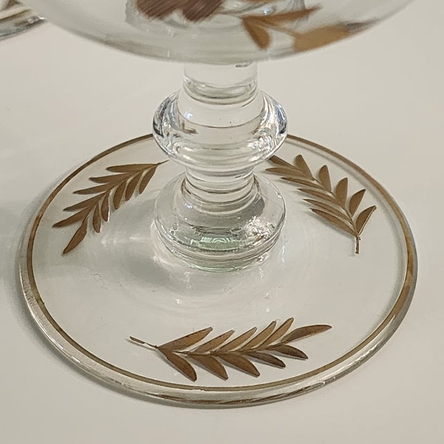 Metal 1960s 24k Gold Encrusted Crystal Sherbet Champagne Coupe Glasses Barware Set - Set of 4 For Sale - Image 7 of 12