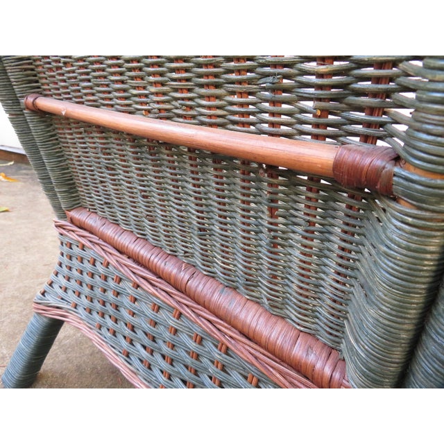 Vintage Palecek Wicker Rattan Wingback Chair ~ Victorian Style ~ Throne Armchair For Sale - Image 15 of 17