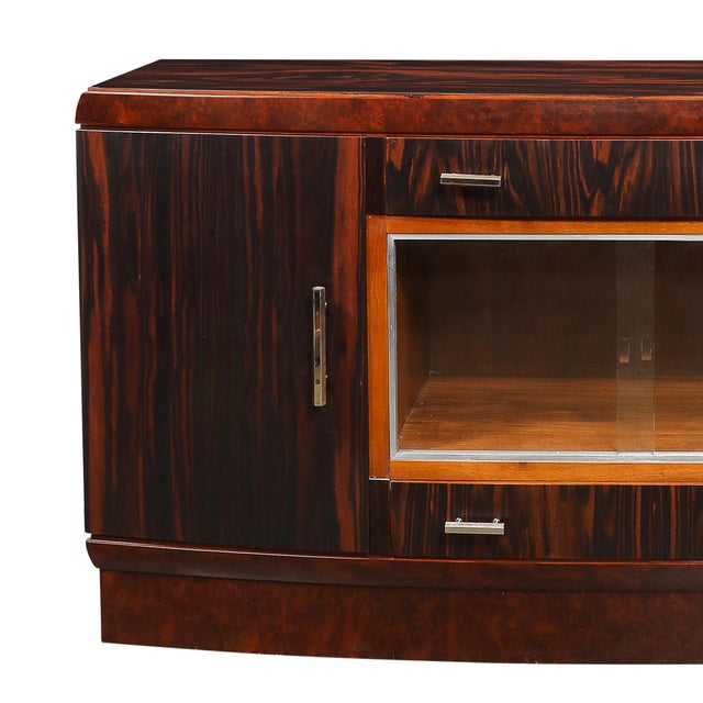 1940s Art Deco Rosewood, Burled Carpathian Elm & Acacia Sideboard W/ Nickled Bronze For Sale - Image 5 of 18