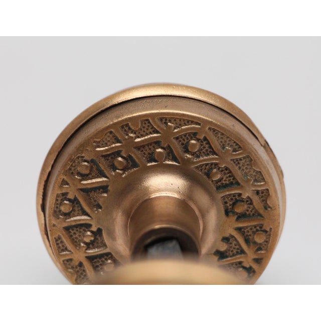 Hollow Basket Weave Brass Royal Door Knobs For Sale - Image 6 of 6