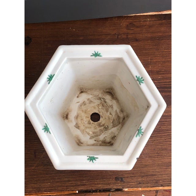 Vintage Chinoiserie Hexagonal Porcelain Planter For Sale - Image 12 of 12