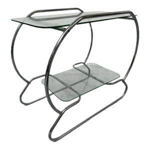Art Deco Machine Age Tubular Chrome Two Tier Table